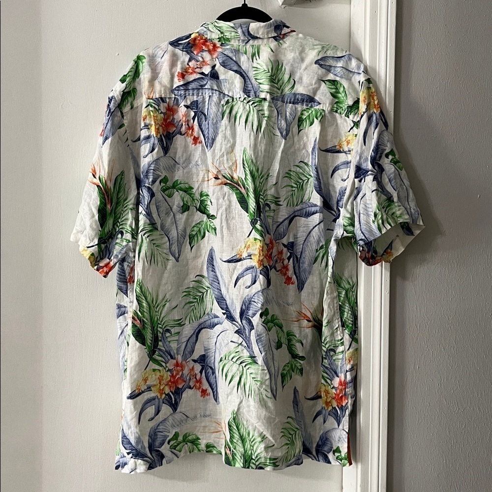 Tommy Bahama Tropical Print Shirt - Green and Orange Accents - Picture 5 of 13